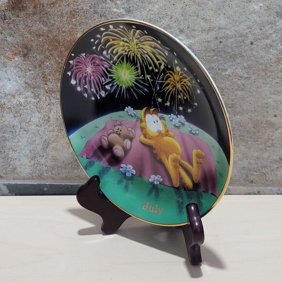 Garfield Calendar July Plate Jim Davis Plate No A 1444 Danbury Mint - Picture 10 of 14